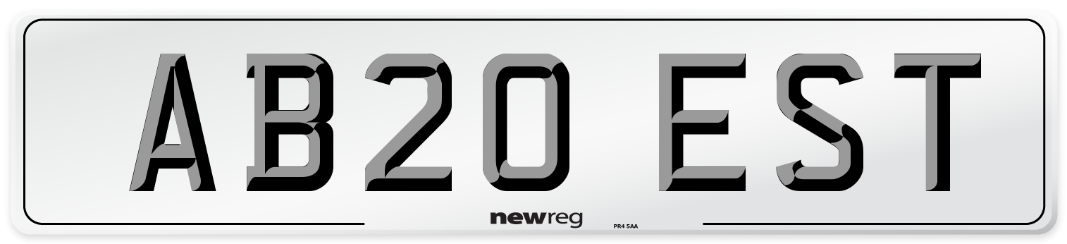 AB20 EST Number Plate from New Reg